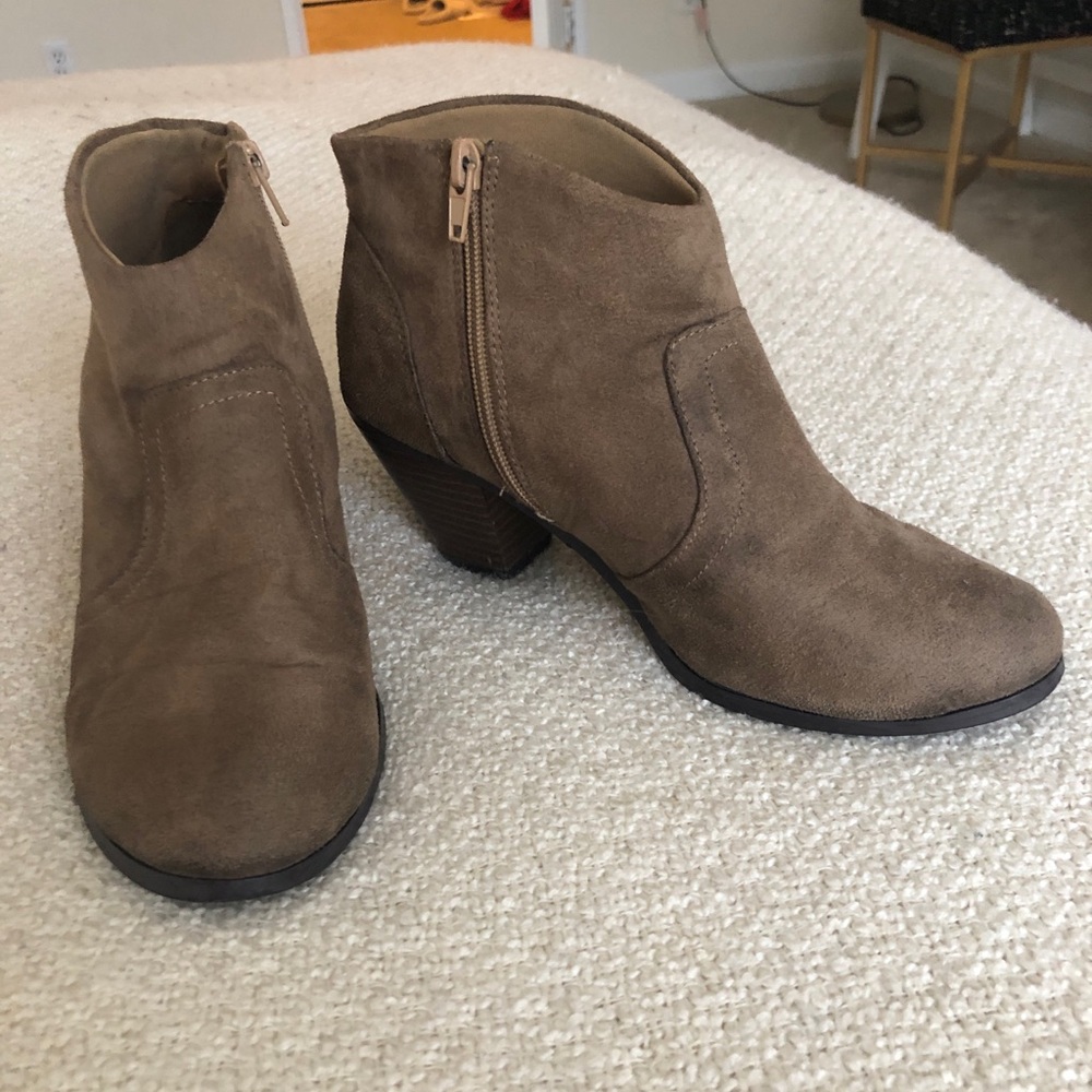 Tan suede booties